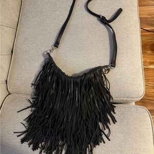 Fringe Black Shoulder Bag